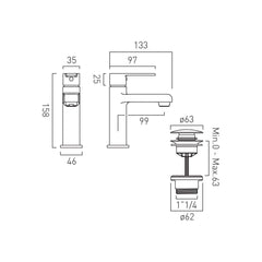 Vado Axces Irlo Mini Basin Tap and Push Waste