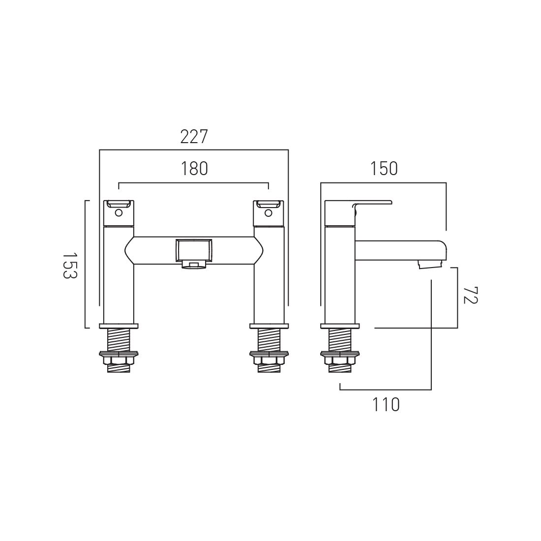 Vado Axces Irlo Deck Mounted Bath Filler