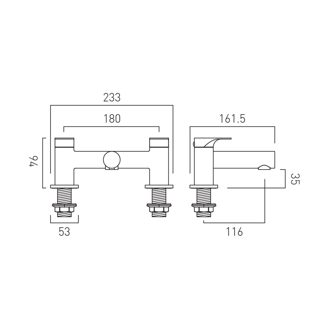 Vado Axces Metiz Deck Mounted Bath Filler