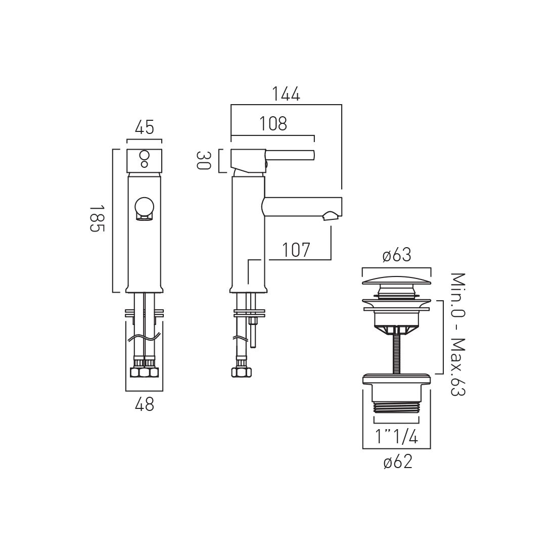 Vado Axces Nuri Basin Mixer and Push Waste