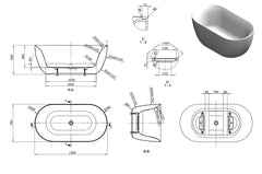 Dinkee bath line drawing