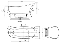 Slipp bath line drawing