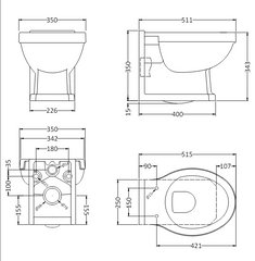 Fitzroy wall hung pan line drawing