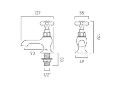 Vado Booth & Co. Axbridge Cross Basin Pillar Taps