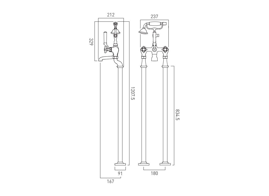 Vado Booth & Co. Axbridge Cross Freestanding Bath Shower Mixer