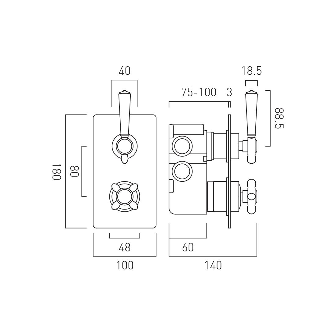 Vado Axbridge 2 Outlet Shower Valve