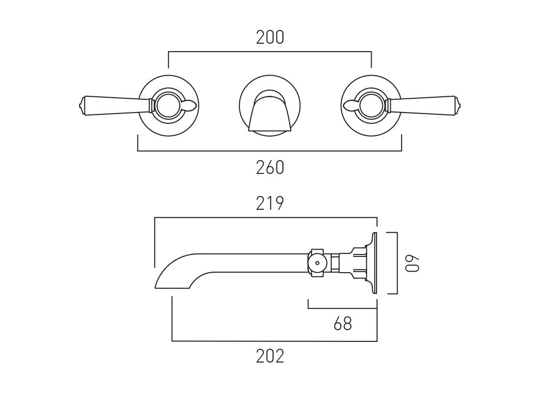 Vado Booth & Co. Axbridge Lever Wall Mounted Basin Mixer