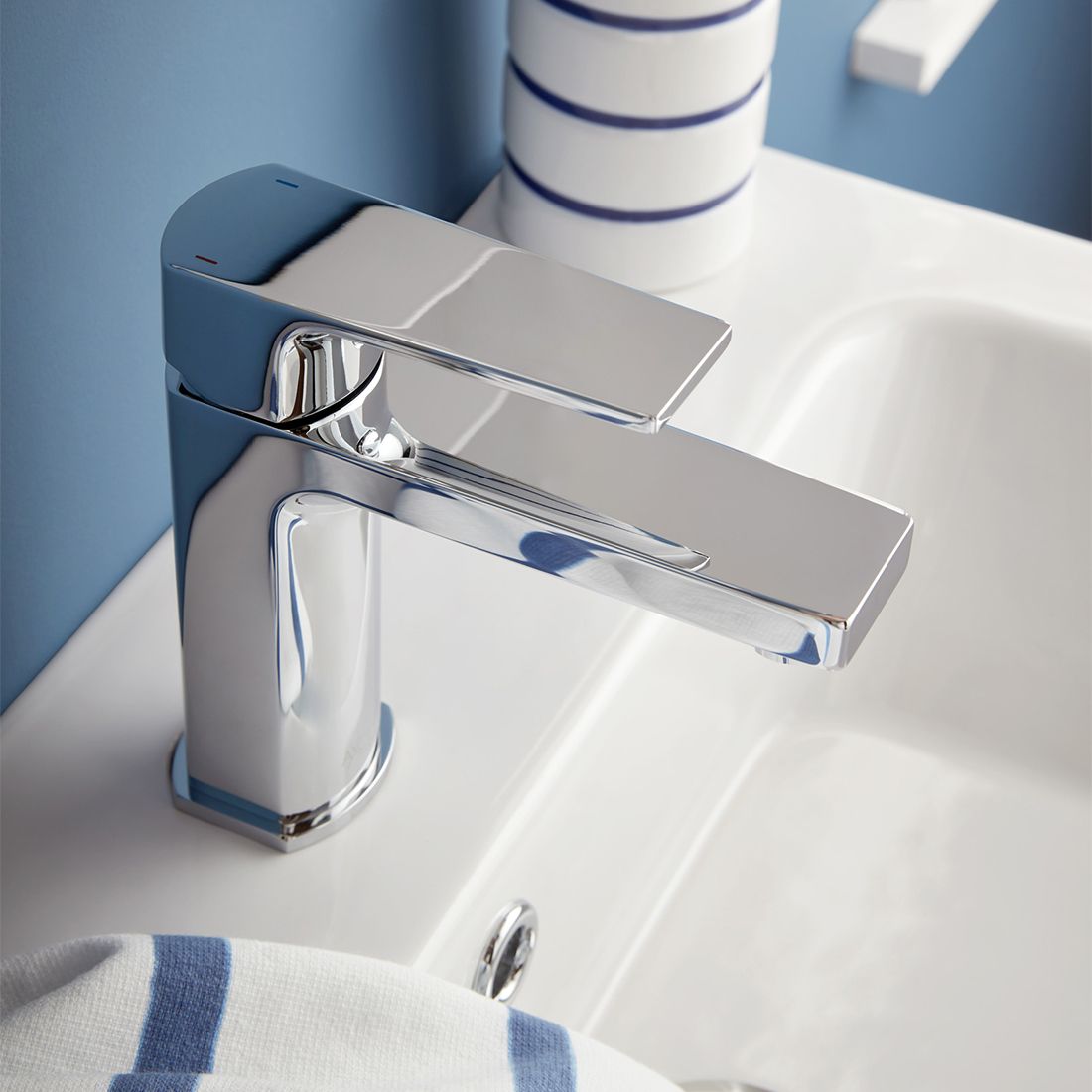 Vado Axces Ekko Basin Mixer Tap and Push Waste