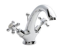 Chrome traditional crosshead basin mixer