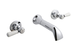 Chrome wall mounted traditional style basin mixer