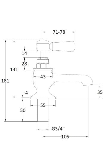 Victrion Lever Bath Pillar Taps