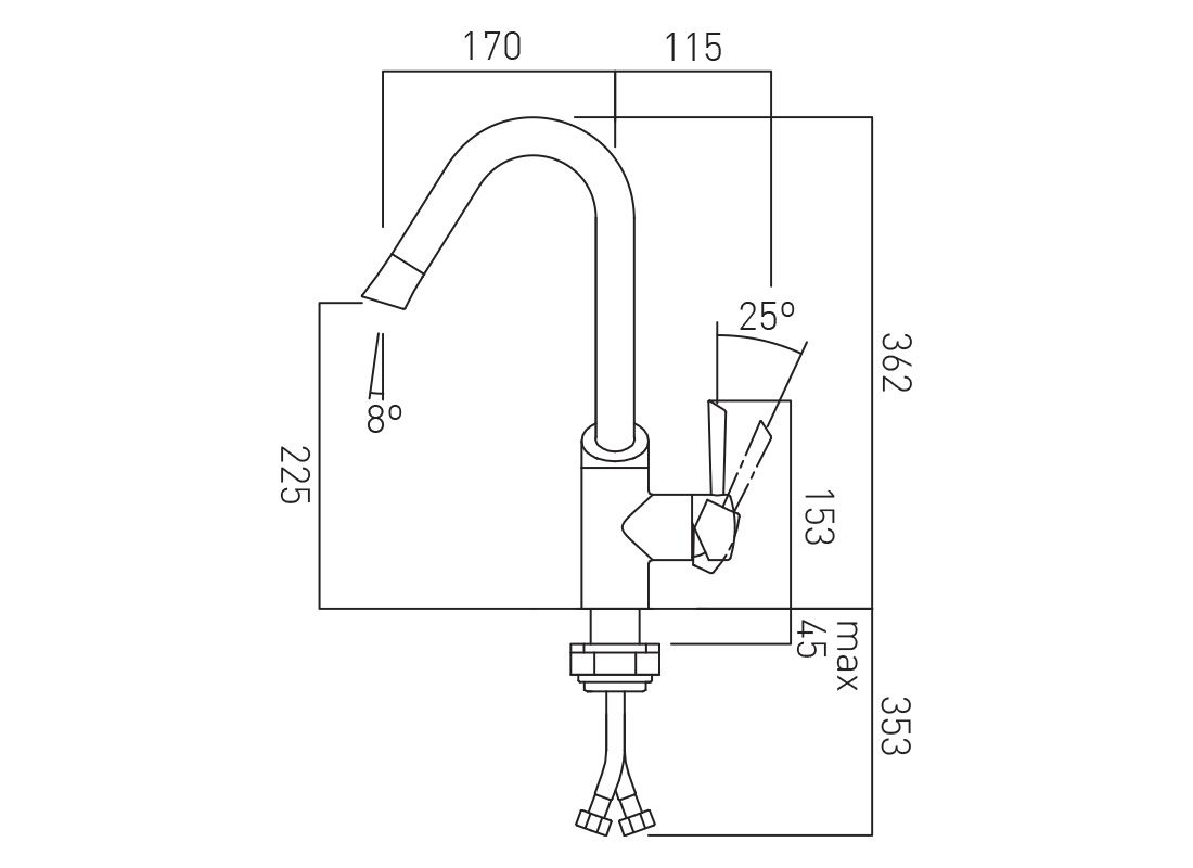 Vado Kori Kitchen Tap Mixer with Swivel Spout - Polished Chrome