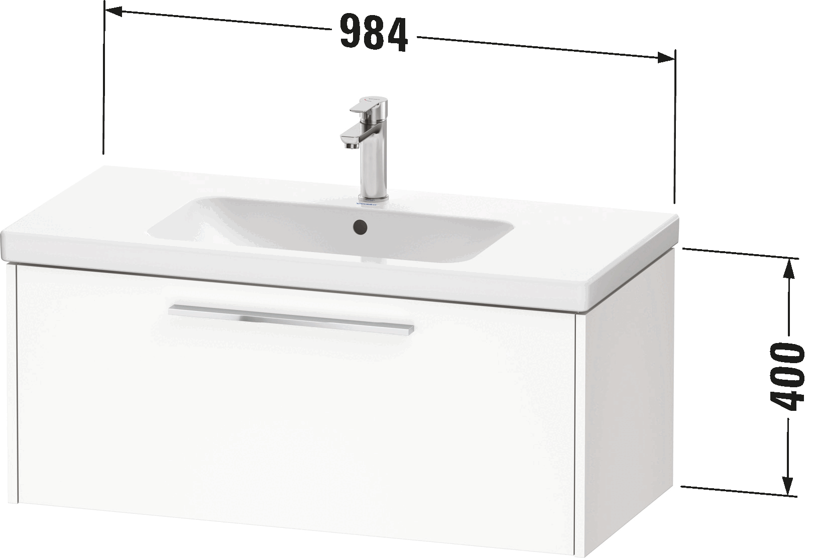 Duravit D-Code wall mounted vanity unit 1000, 1 pull out compartment