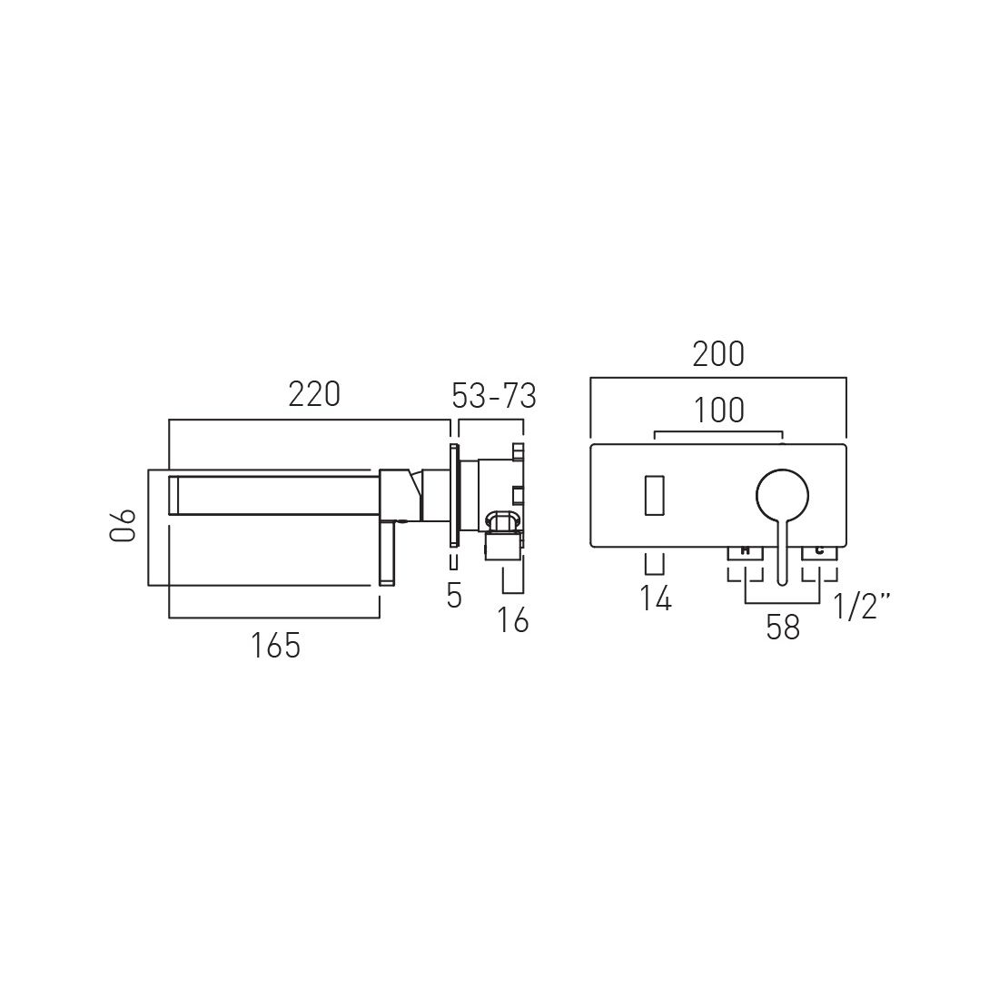 Vado Individual Edit Wall Mounted Basin Mixer