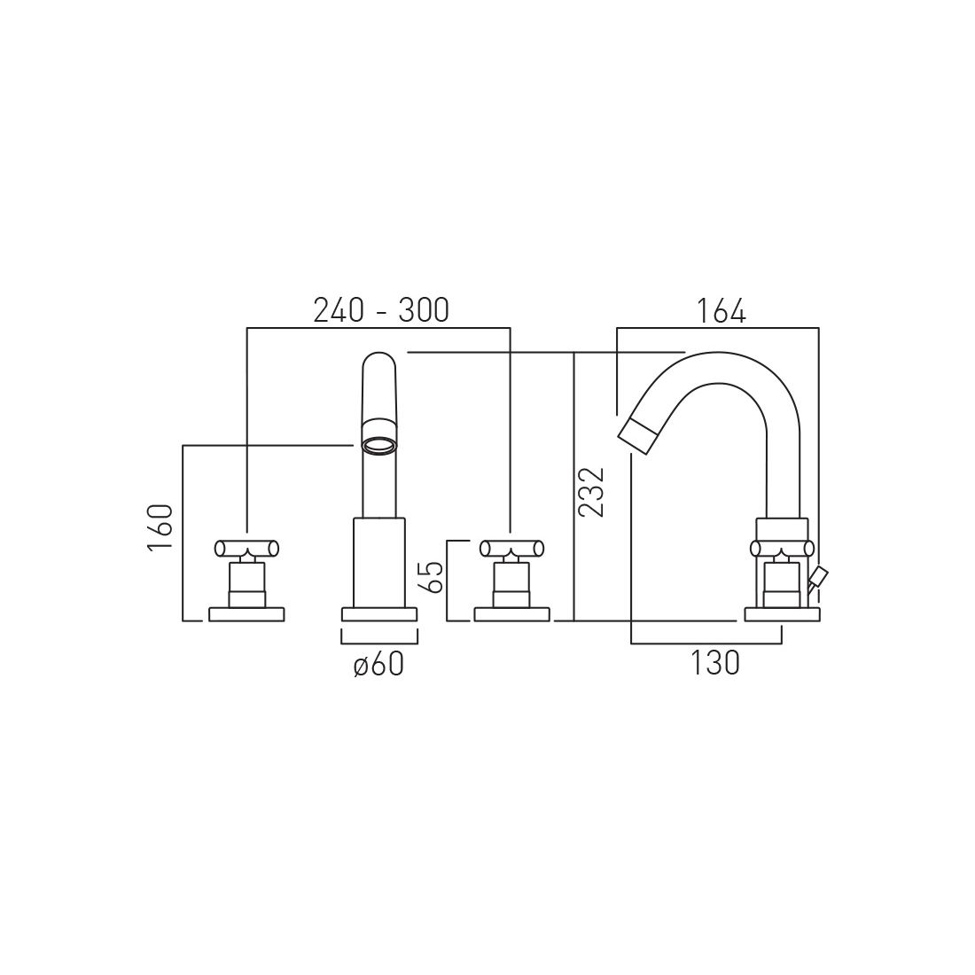 Vado Elements 3 Hole Basin Mixer with Pop Up Waste