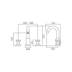 Vado Elements 3 Hole Basin Mixer with Pop Up Waste