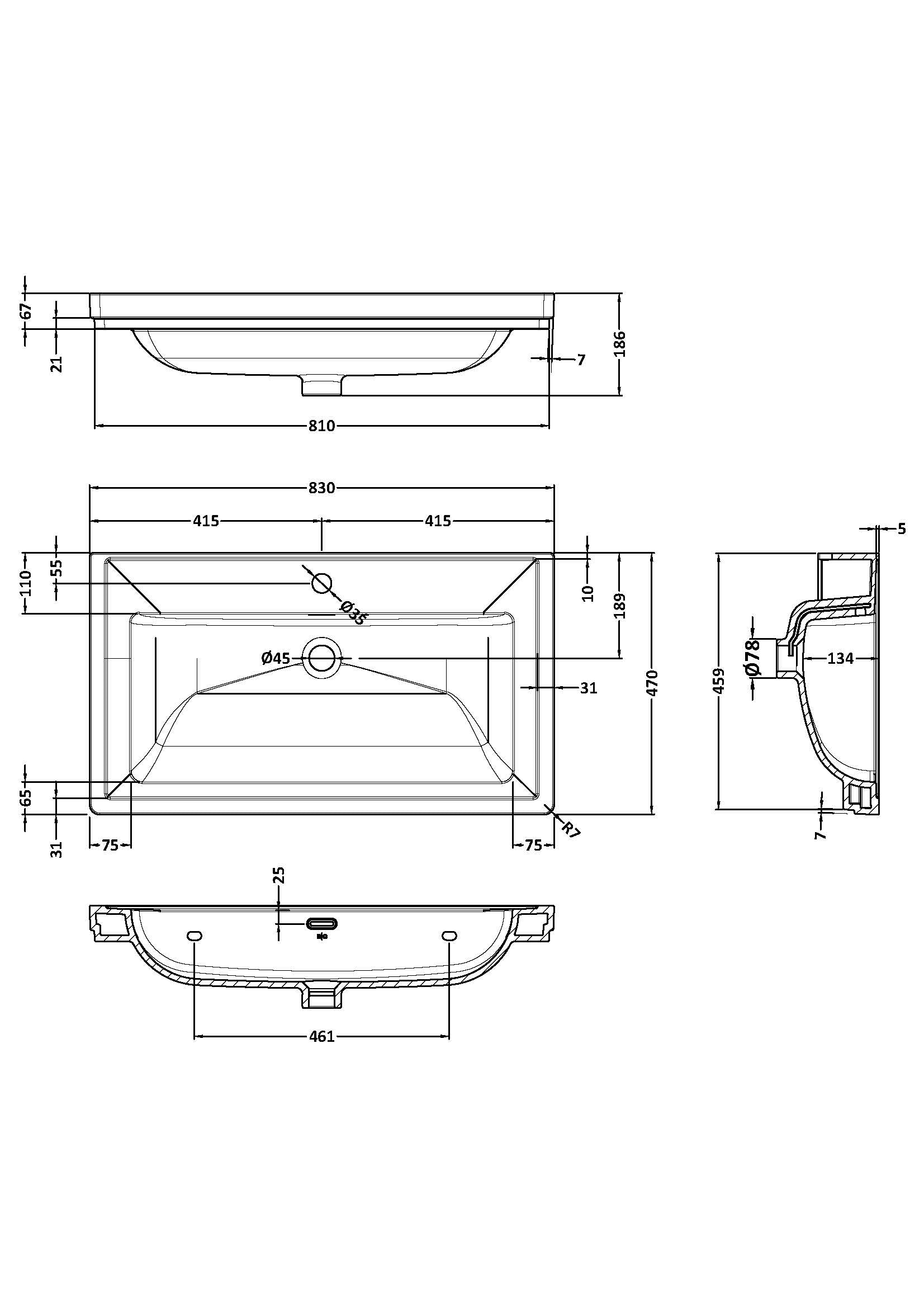 BC Designs Classic Fireclay Basin 800mm