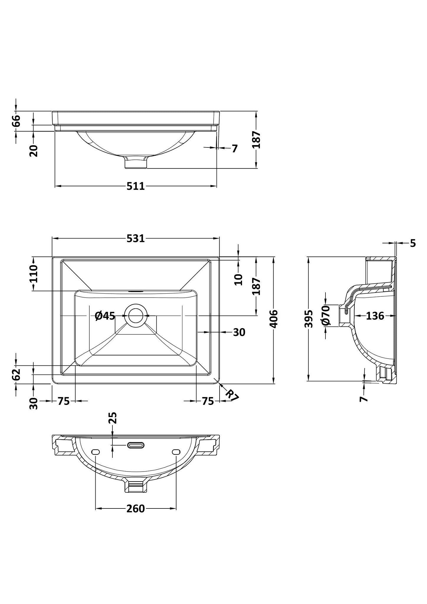 BC Designs Classic Fireclay Basin 500mm