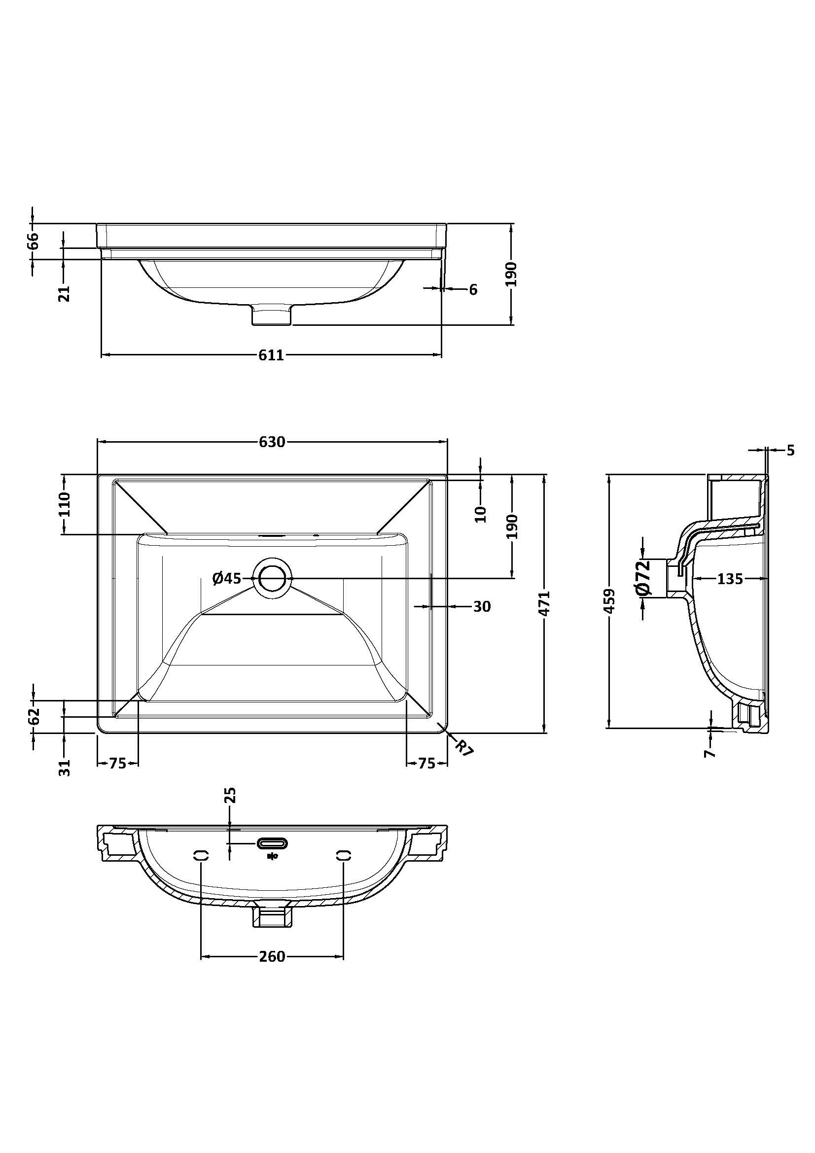 BC Designs Classic Fireclay Basin 600mm