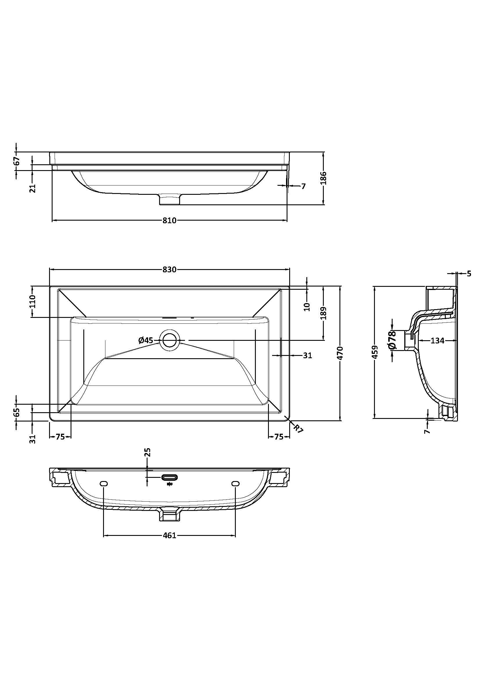 BC Designs Classic Fireclay Basin 800mm