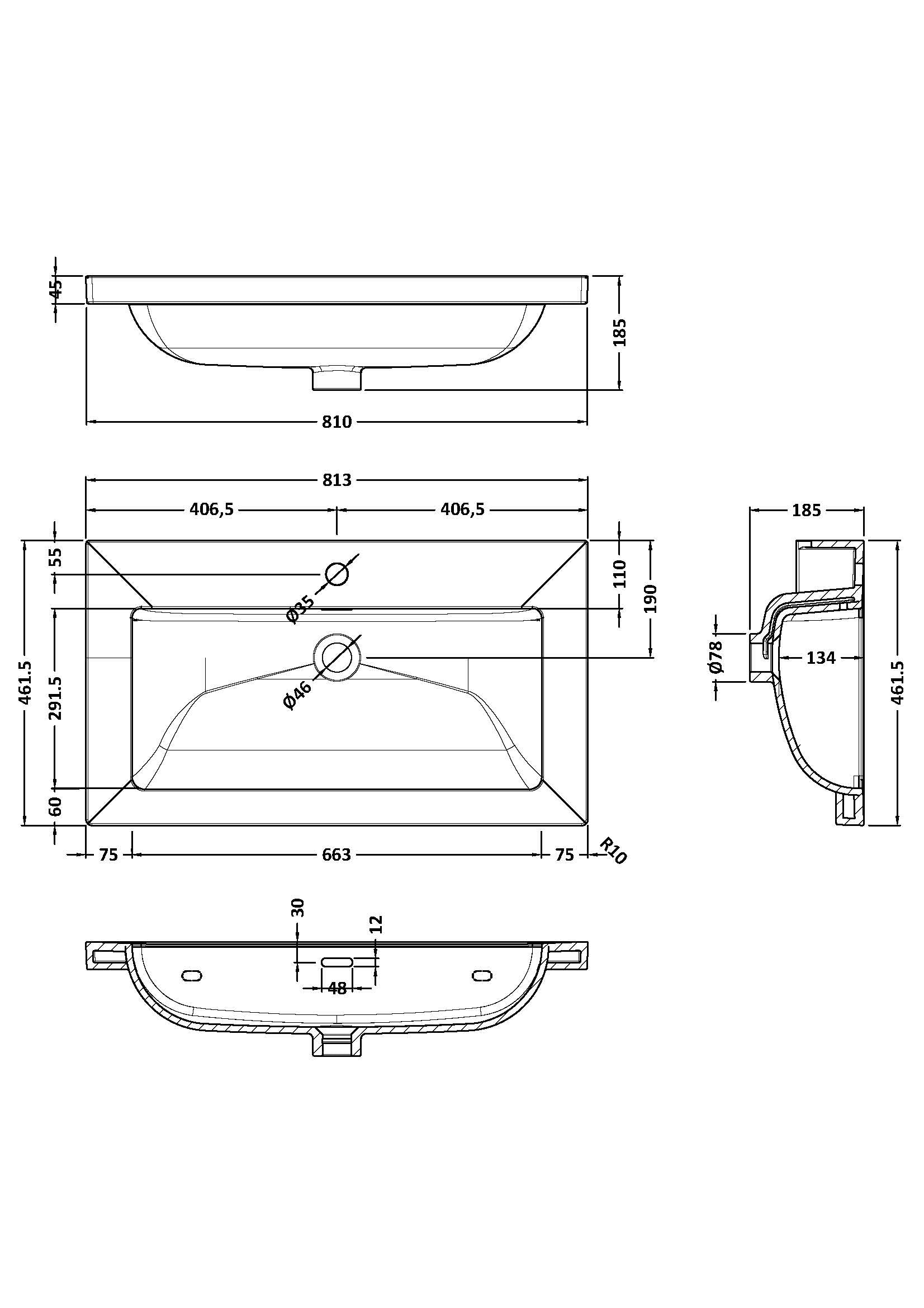 BC Designs Modern Fireclay Basin 800mm