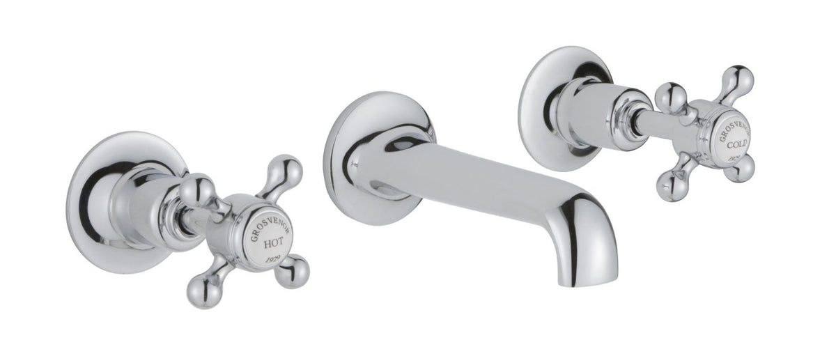 JTP Grosvenor Cross 3 Hole Wall Mounted Basin Tap