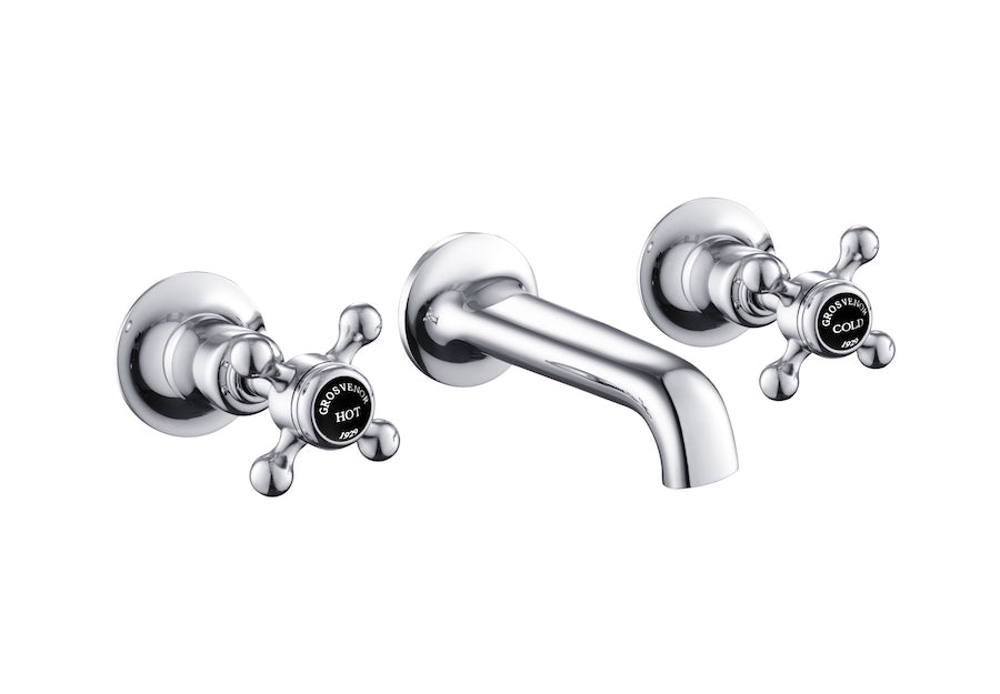 JTP Grosvenor Cross 3 Hole Wall Mounted Basin Tap