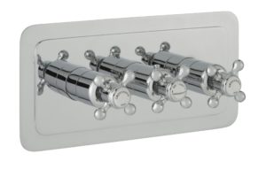 JTP Grosvenor Cross Thermostatic 2 Outlet 3 Handle Horizontal Shower Valve