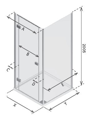 Matki Illusion Corner Door & Side Panel with integrated tray