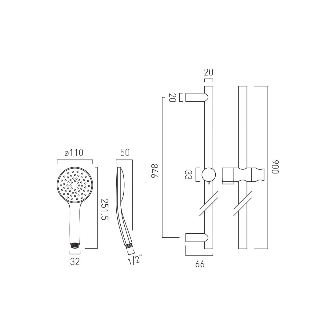 Vado Individual Atmosphere Slide Rail Shower Kit