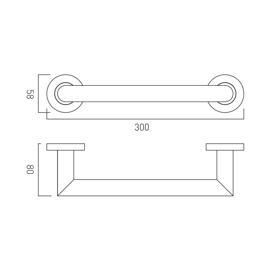 Vado Individual Spa Grab or Towel Rail 300mm