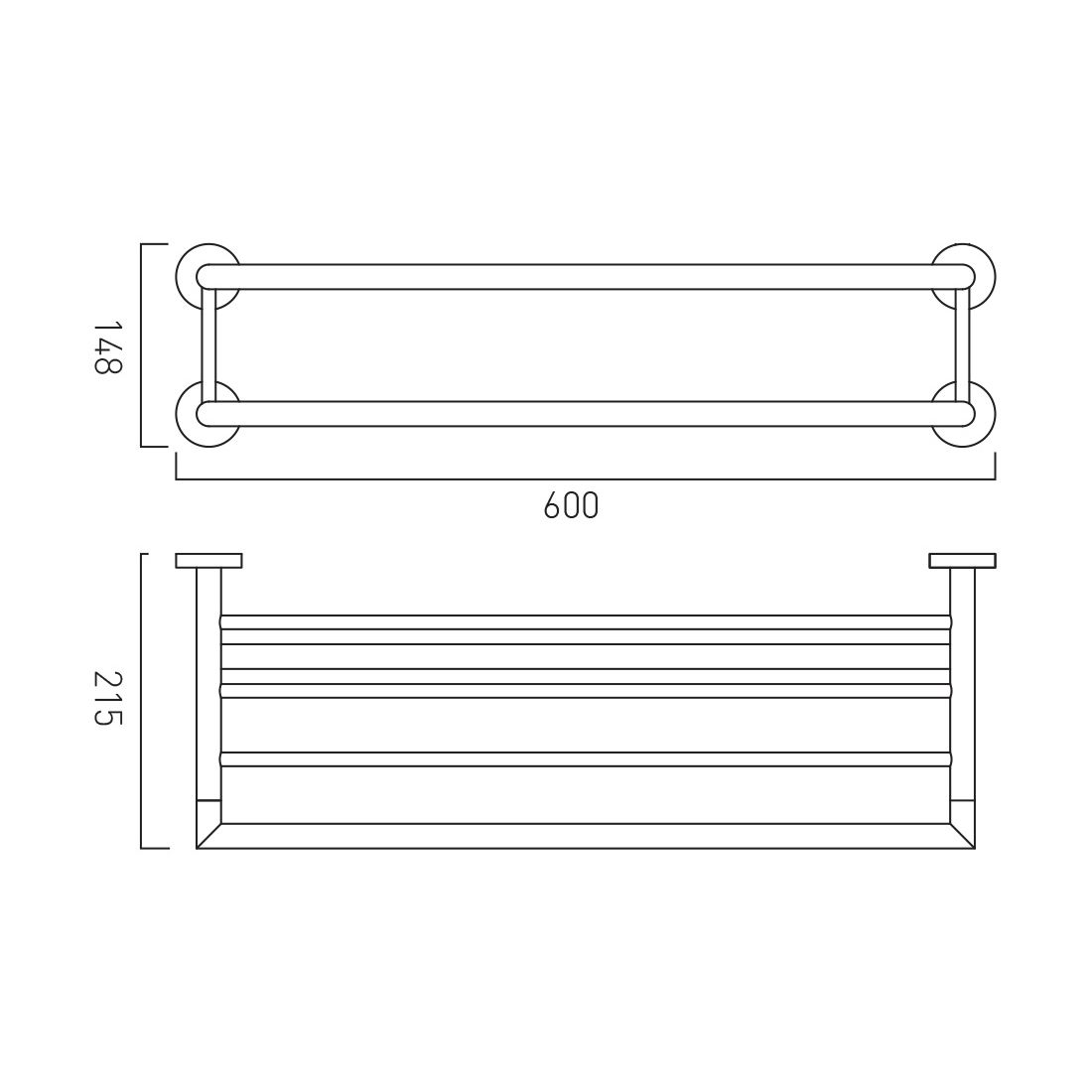 Vado Spa Towel Shelf with Rail 600mm