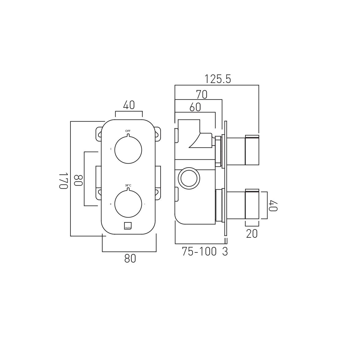 Vado Individual Tablet Altitude 1 Outlet Shower Valve