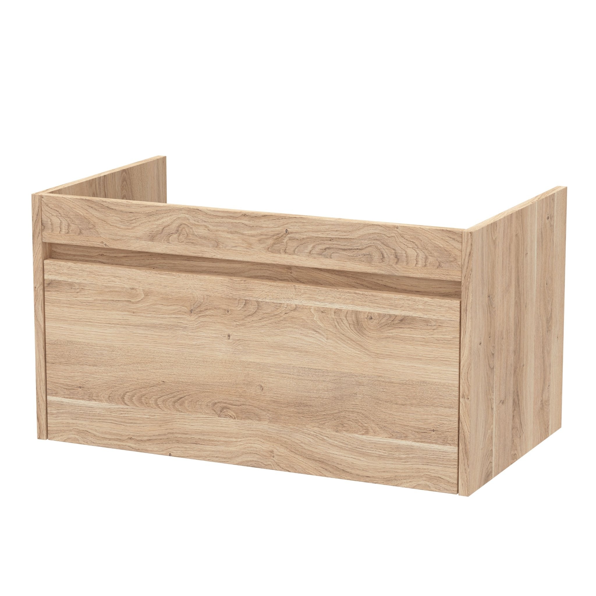 oak effect wall hung basin unit