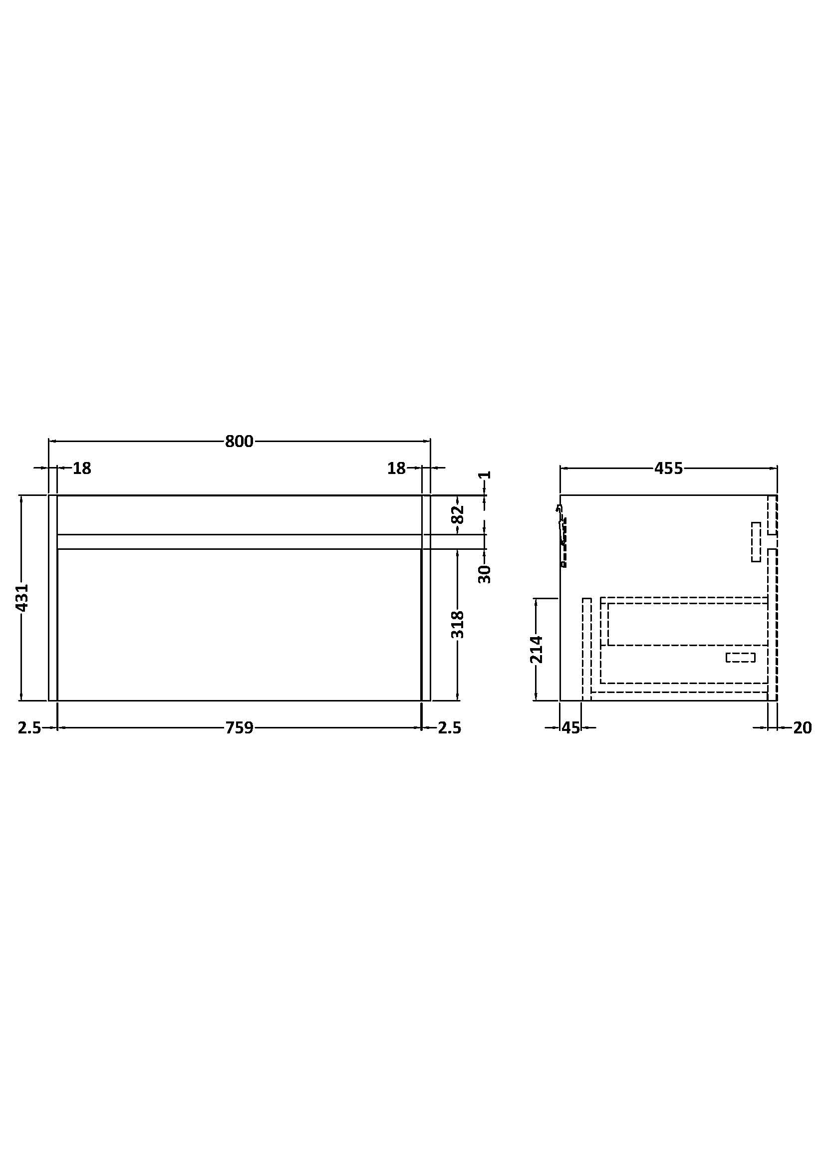 BC Designs Loftwood 800mm Cabinet