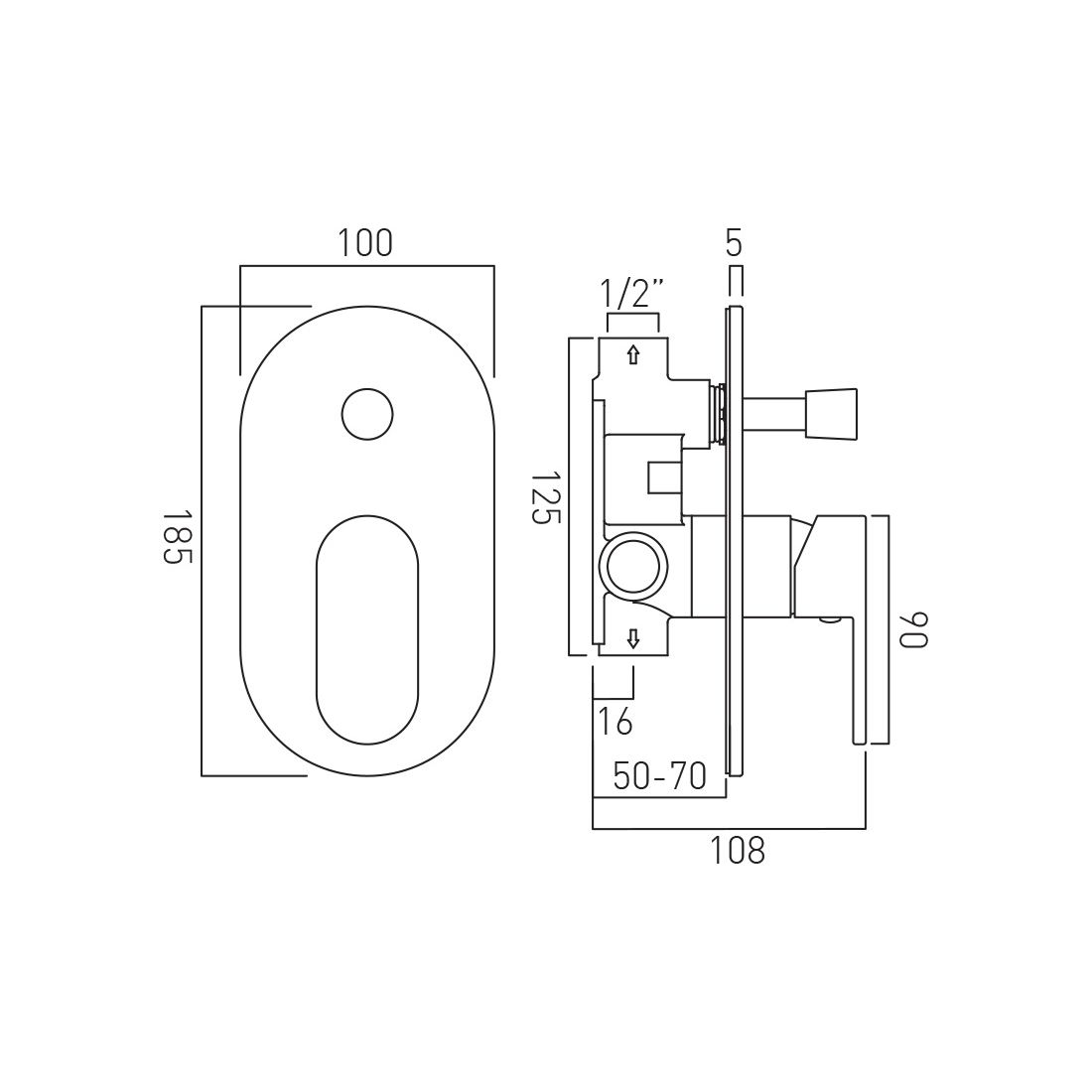 Vado Life Manual Shower Valve with Diverter