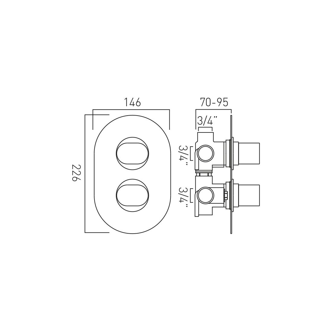 Vado DX Life 3 Outlet Shower Valve