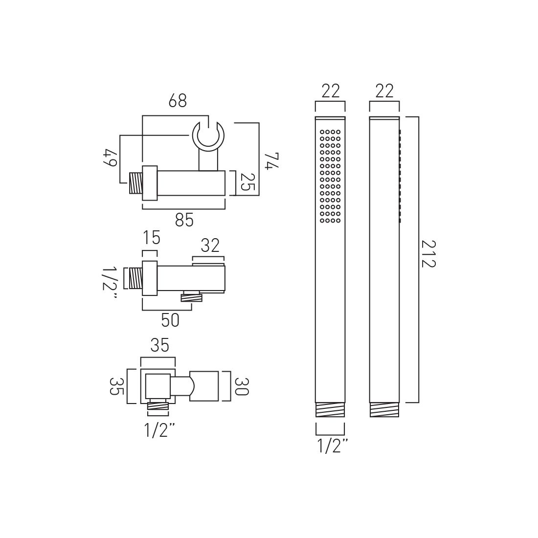 Vado Mix Mini Shower Kit with Integrated Outlet