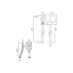 Vado Nebula Square 3 Function Slide Rail Shower Kit