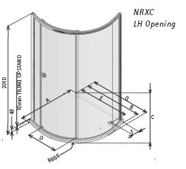 Matki Radiance Curved enclosure - Integrated Tray