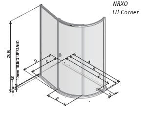 Matki Radiance Curved enclosure - Integrated Tray