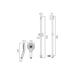 Vado Ora 3 Function Slide Rail Shower Kit Integrated Outlet