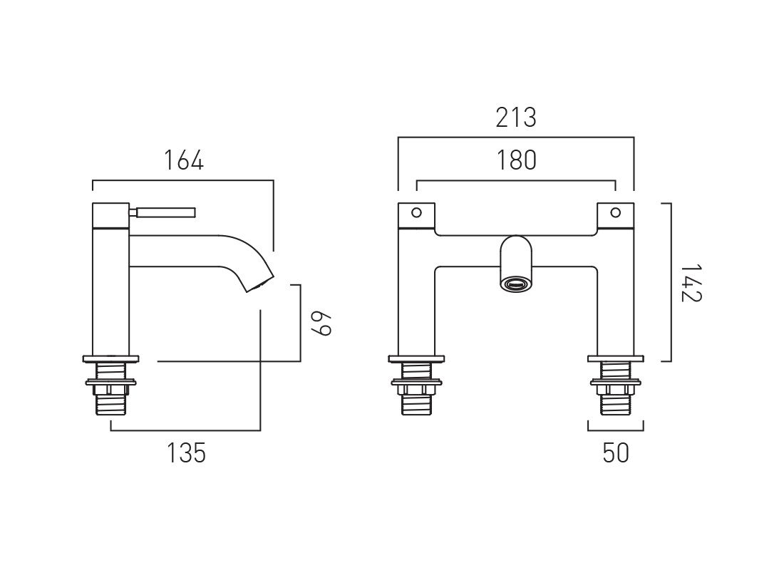 Vado Individual Knurled Accents bath filler tap