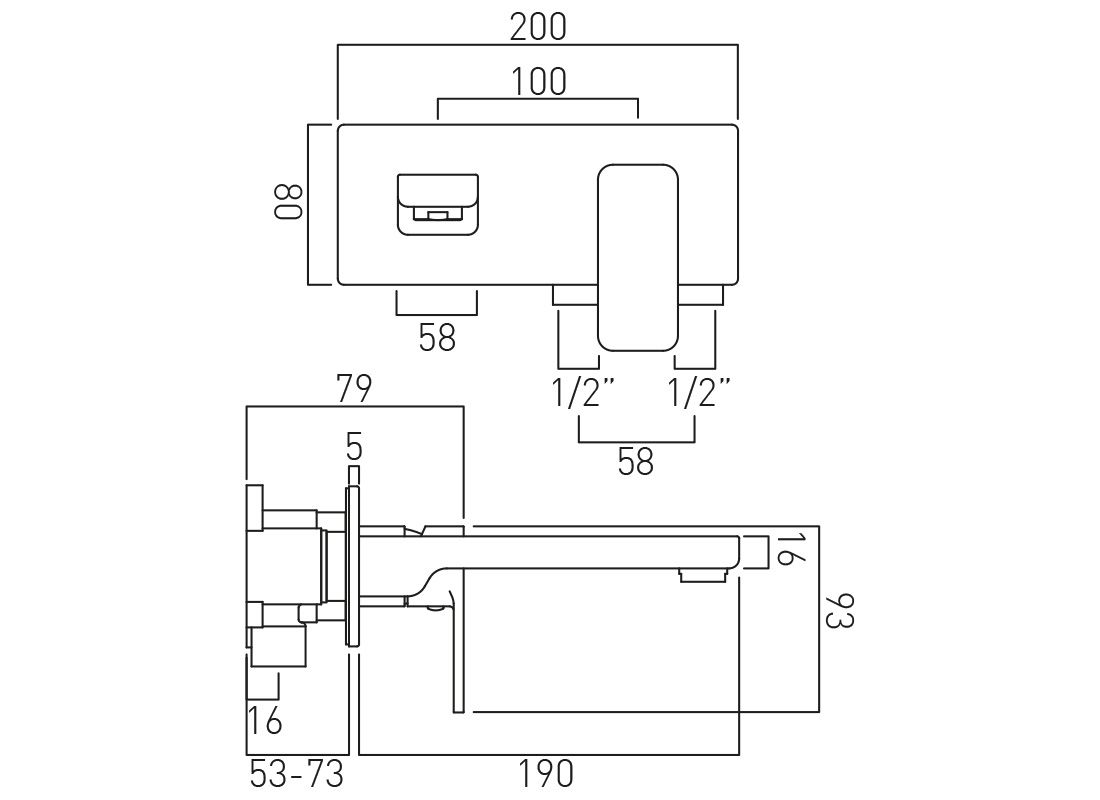 Vado Phase Wall Mounted Basin Mixer Tap