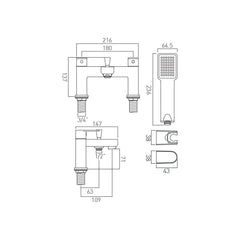 Vado Phase Bath Shower Mixer Tap with Kit