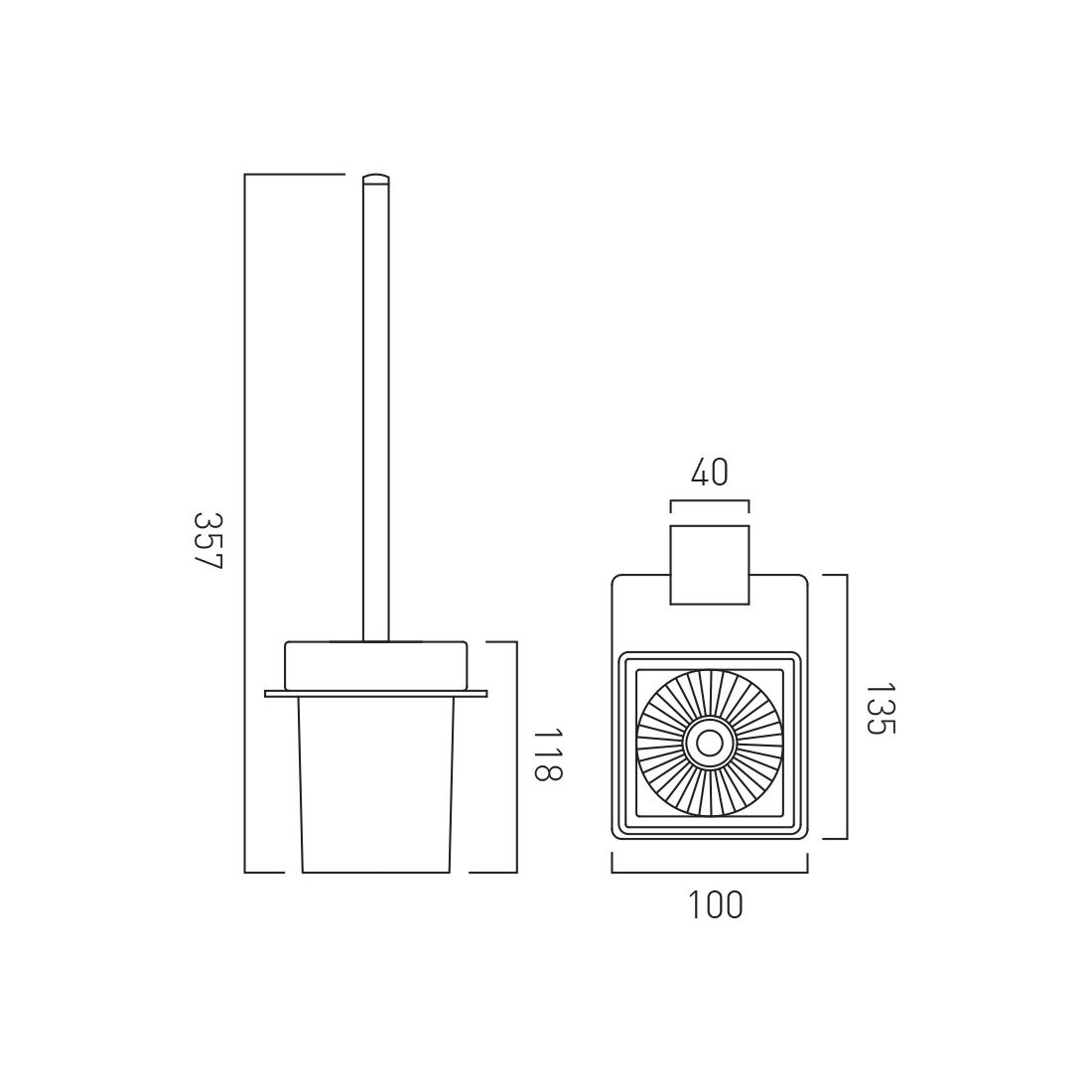 Vado Phase Toilet Brush and Frosted Glass Holder