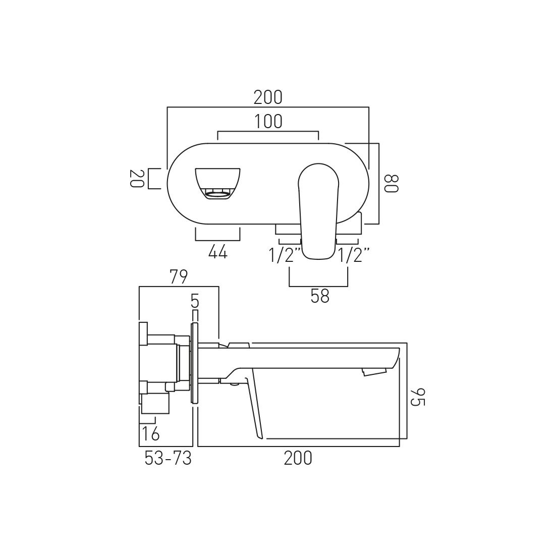 Vado Photon Wall Mounted Basin Mixer Tap