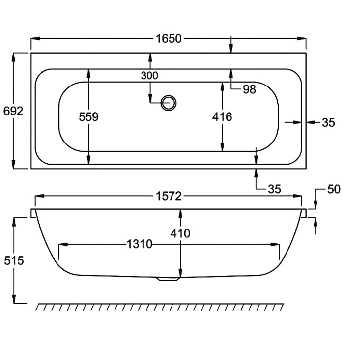 profile double ended diagram 1650 x 700