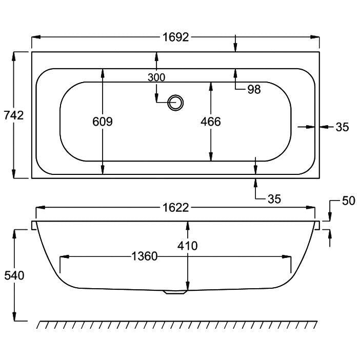 profile double ended diagram 1700 x 750