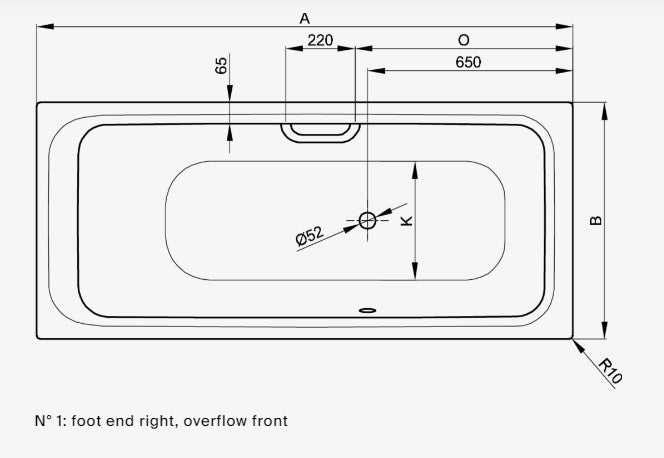 Bette Select side drawing overflow front